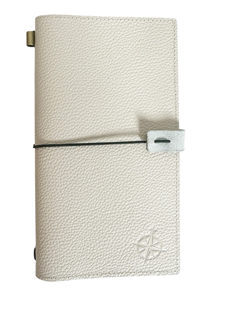 Wanderings Ivory Pebbled Leather Travelers Notebook Journal cover